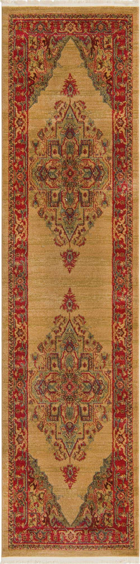 Tan 2' 7 x 10' Sahand Runner Area Rug Affordable Easy Clean Traditional Design Durable Carpet for Home Interior Design Living Room Dining Office for Sale at Rug Engine