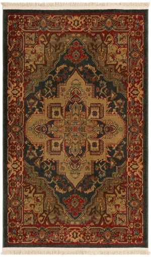 Navy Blue 3' 1 x 5' 3 Sahand Rectangle Area Rug Affordable Easy Clean Traditional Design Durable Carpet for Home Interior Design Living Room Dining Office for Sale at Rug Engine