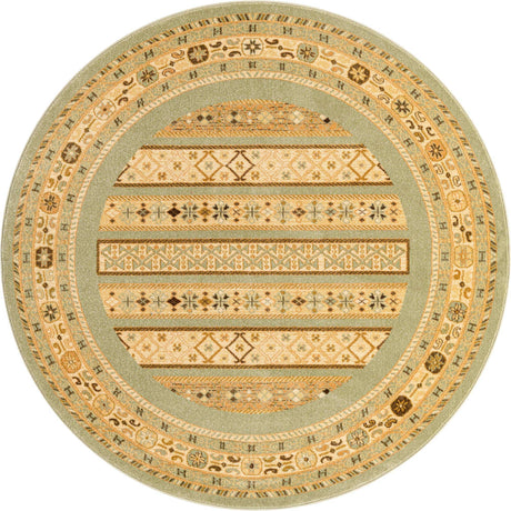 Light Green 6' 1 x 6' 1 Fars Round Area Rug 100% Polypropylene Unique Traditional Carpet for Classical Living, Dining Room & Office Spaces for Sale at Rug Engine