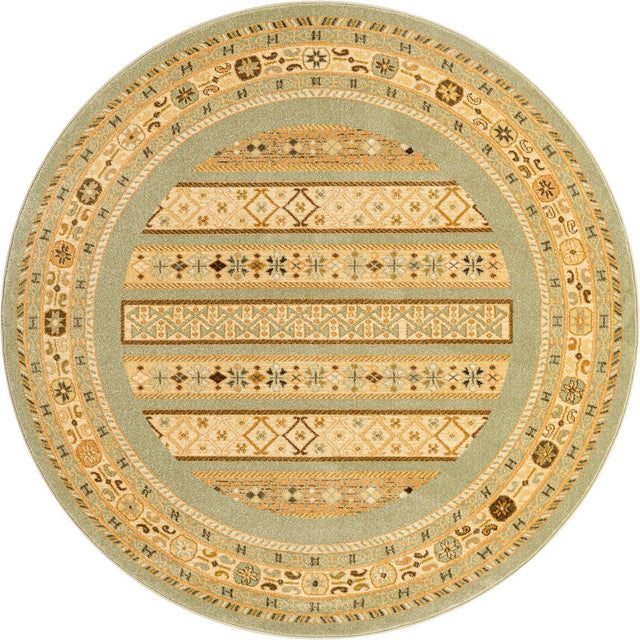 Light Green 6' 1 x 6' 1 Fars Round Area Rug 100% Polypropylene Unique Traditional Carpet for Classical Living, Dining Room & Office Spaces for Sale at Rug Engine