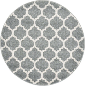 Dark Gray 3' 1 x 3' 1 Trellis Round Area Rug