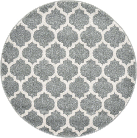 Dark Gray 3' 1 x 3' 1 Trellis Round Area Rug