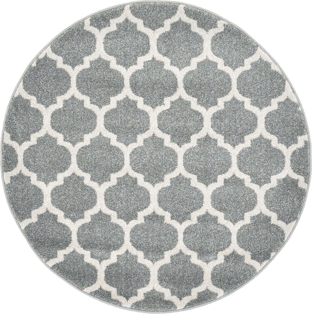 Dark Gray 3' 1 x 3' 1 Trellis Round Area Rug