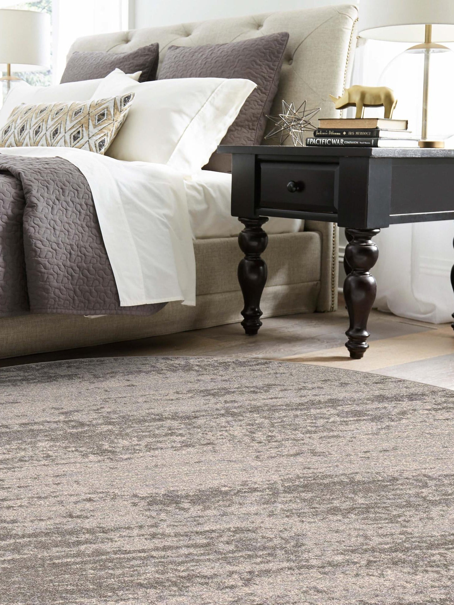 Gray 6' 1 x 6' 1 Del Mar Round Area Rug 100% Polypropylene Easy Clean Stain Resistant Vivid Modern Carpet Mat for Home Decor Interior Designing for Sale at Rug Engine