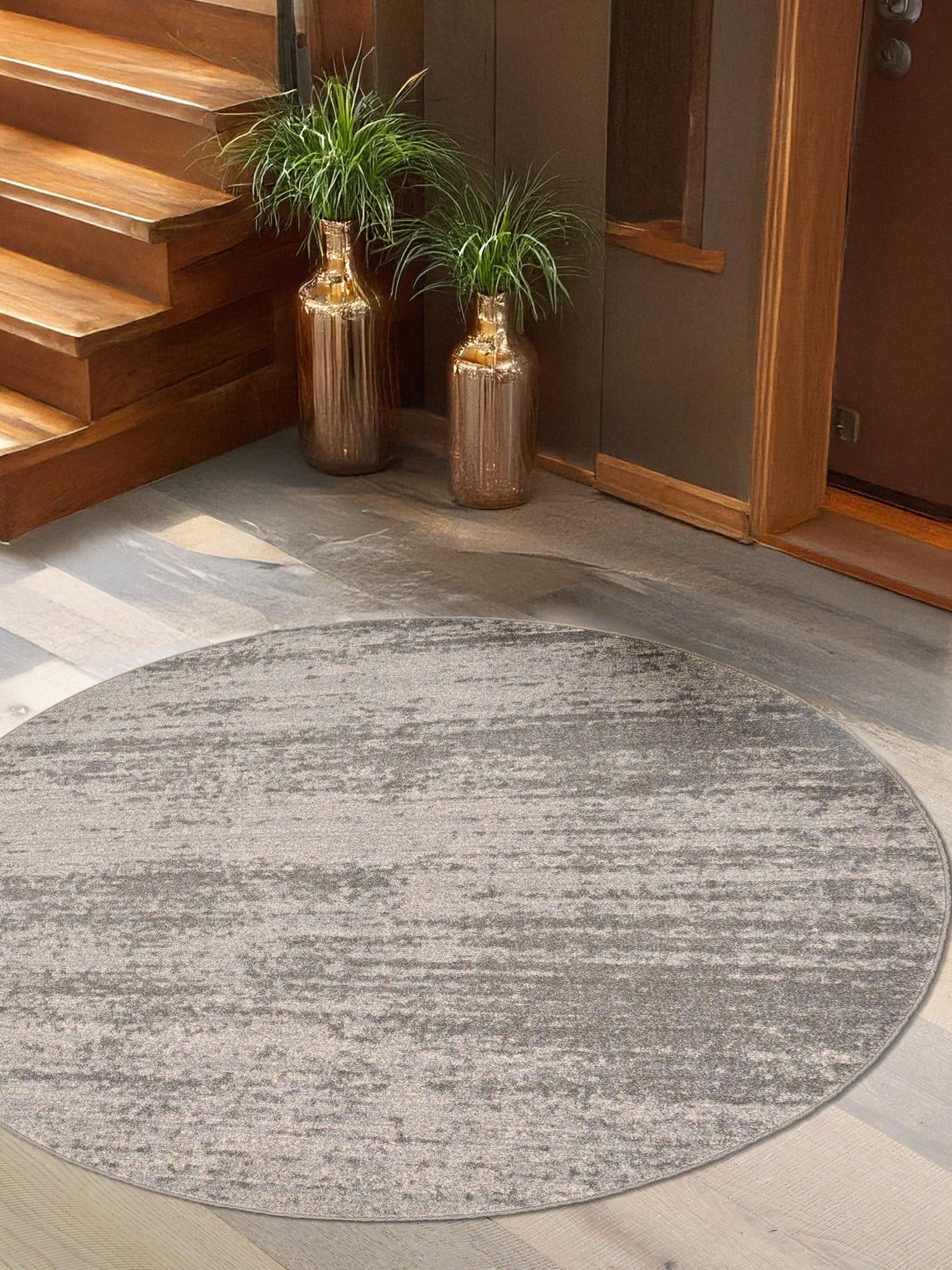 Gray 6' 1 x 6' 1 Del Mar Round Area Rug 100% Polypropylene Easy Clean Stain Resistant Vivid Modern Carpet Mat for Home Decor Interior Designing for Sale at Rug Engine