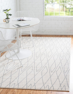 Ivory 3' 3 x 5' 3 Fez Rectangle Area Rug Geometric 100% Polypropylene Easy Clean Stain Resistant Carpet for Living, Dining, Office, Dorms for Sale at Rug Engine