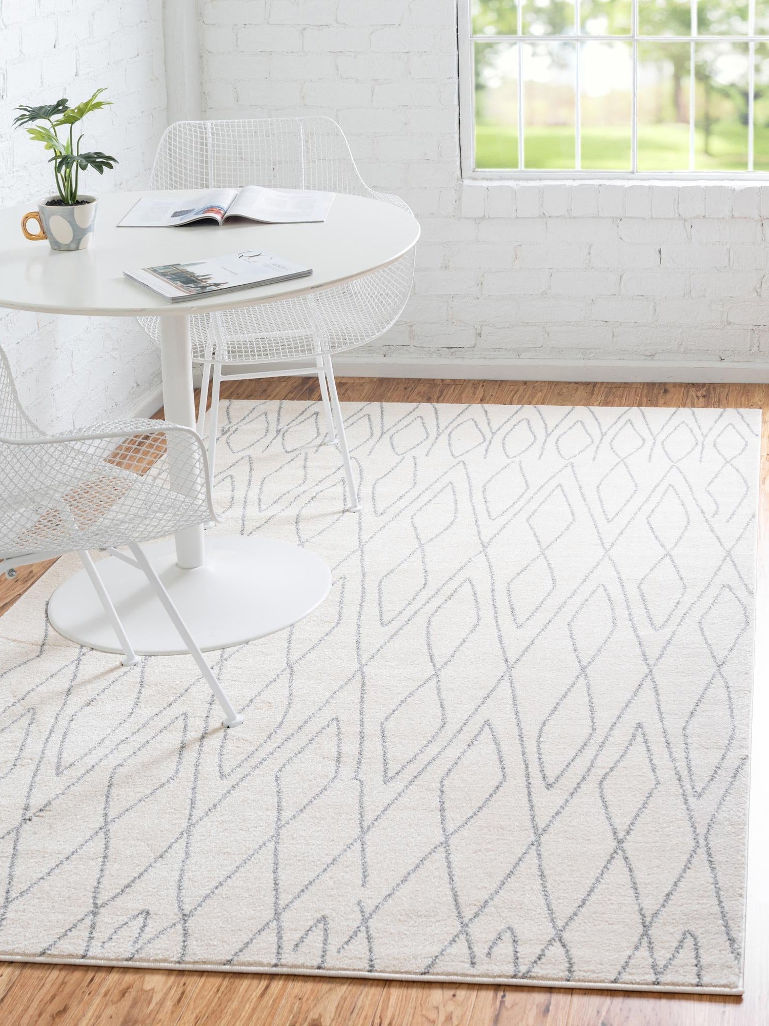Ivory 2' x 3' 1 Fez Rectangle Area Rug Geometric 100% Polypropylene Easy Clean Stain Resistant Carpet for Living, Dining, Office, Dorms for Sale at Rug Engine