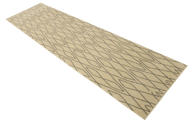 Ivory 2' 7 x 10' Fez Runner Area Rug Geometric 100% Polypropylene Easy Clean Stain Resistant Carpet for Living, Dining, Office, Dorms for Sale at Rug Engine