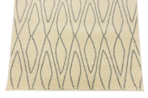 Ivory 2' 7 x 10' Fez Runner Area Rug Geometric 100% Polypropylene Easy Clean Stain Resistant Carpet for Living, Dining, Office, Dorms for Sale at Rug Engine
