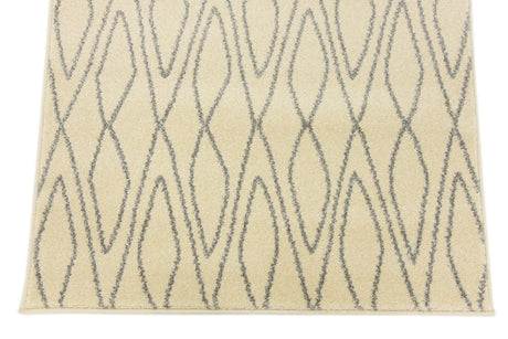 Ivory 2' 7 x 10' Fez Runner Area Rug Geometric 100% Polypropylene Easy Clean Stain Resistant Carpet for Living, Dining, Office, Dorms for Sale at Rug Engine