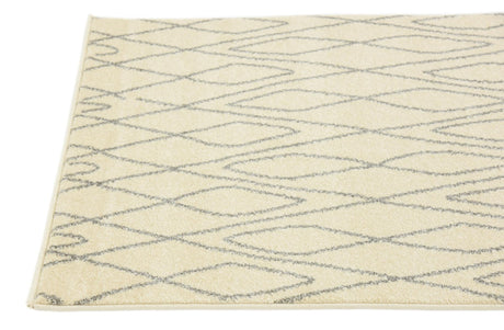 Ivory 2' 7 x 10' Fez Runner Area Rug Geometric 100% Polypropylene Easy Clean Stain Resistant Carpet for Living, Dining, Office, Dorms for Sale at Rug Engine
