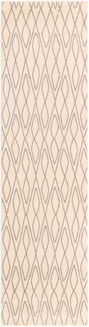 Ivory 2' 7 x 10' Fez Runner Area Rug Geometric 100% Polypropylene Easy Clean Stain Resistant Carpet for Living, Dining, Office, Dorms for Sale at Rug Engine