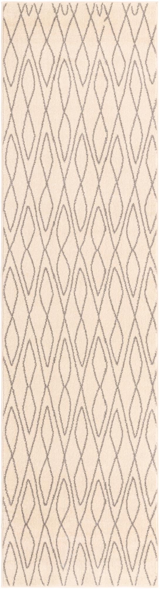 Ivory 2' 7 x 10' Fez Runner Area Rug Geometric 100% Polypropylene Easy Clean Stain Resistant Carpet for Living, Dining, Office, Dorms for Sale at Rug Engine