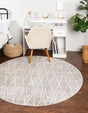 Gray 3' 3 x 3' 3 Fez Round Area Rug Geometric 100% Polypropylene Easy Clean Stain Resistant Carpet for Living, Dining, Office, Dorms for Sale at Rug Engine