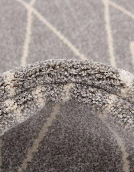 Gray 3' 3 x 3' 3 Fez Round Area Rug Geometric 100% Polypropylene Easy Clean Stain Resistant Carpet for Living, Dining, Office, Dorms for Sale at Rug Engine