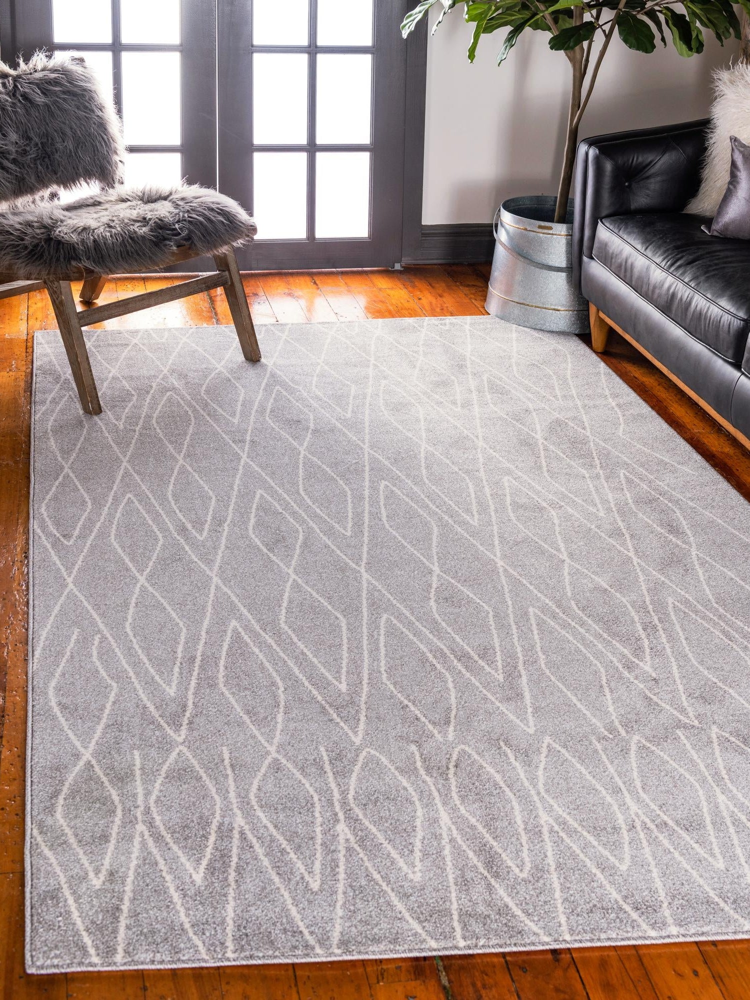 Gray 2' x 3' 1 Fez Rectangle Area Rug Geometric 100% Polypropylene Easy Clean Stain Resistant Carpet for Living, Dining, Office, Dorms for Sale at Rug Engine