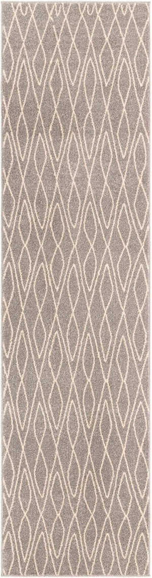 Gray 2' 7 x 10' Fez Runner Area Rug Geometric 100% Polypropylene Easy Clean Stain Resistant Carpet for Living, Dining, Office, Dorms for Sale at Rug Engine