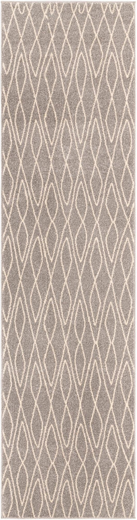 Gray 2' 7 x 10' Fez Runner Area Rug Geometric 100% Polypropylene Easy Clean Stain Resistant Carpet for Living, Dining, Office, Dorms for Sale at Rug Engine