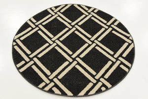 Black 3' 3 x 3' 3 Trellis Round Area Rug