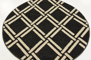 Black 3' 3 x 3' 3 Trellis Round Area Rug