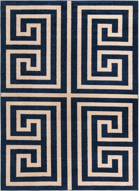 Navy Blue 9' x 12' Athens Rectangle Area Rug 100% Polypropylene With Cotton Backing Easy Clean Indoor Living Dining Room Bedroom Office Carpet for Sale at Rug Engine