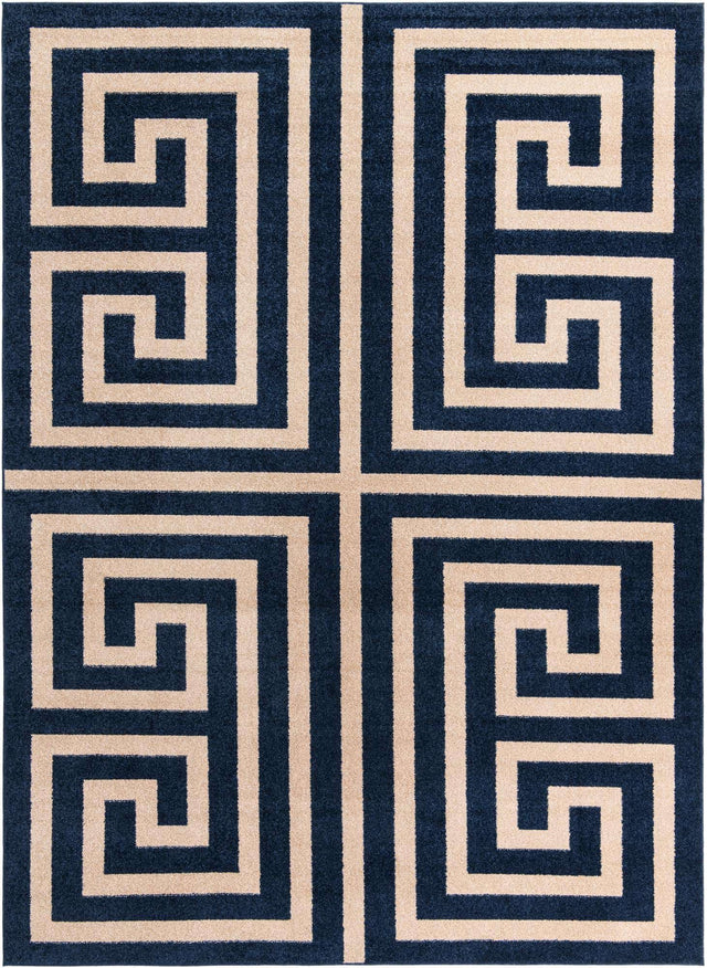 Navy Blue 9' x 12' Athens Rectangle Area Rug 100% Polypropylene With Cotton Backing Easy Clean Indoor Living Dining Room Bedroom Office Carpet for Sale at Rug Engine