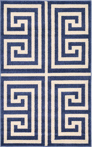 Navy Blue 3' 1 x 5' 3 Athens Rectangle Area Rug 100% Polypropylene With Cotton Backing Easy Clean Indoor Living Dining Room Bedroom Office Carpet for Sale at Rug Engine