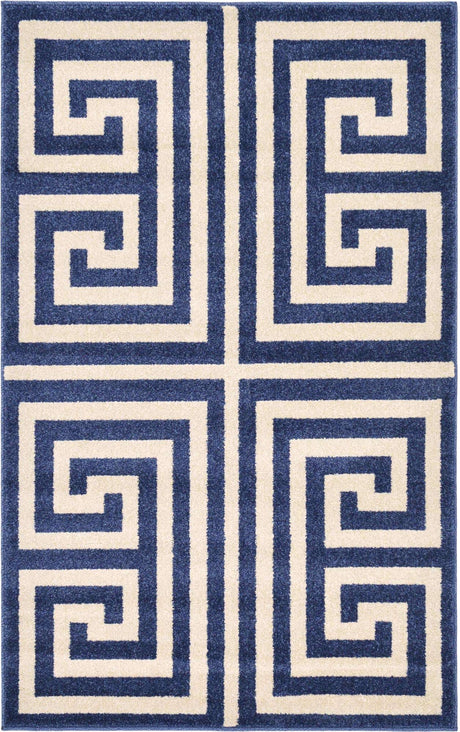 Navy Blue 3' 1 x 5' 3 Athens Rectangle Area Rug 100% Polypropylene With Cotton Backing Easy Clean Indoor Living Dining Room Bedroom Office Carpet for Sale at Rug Engine