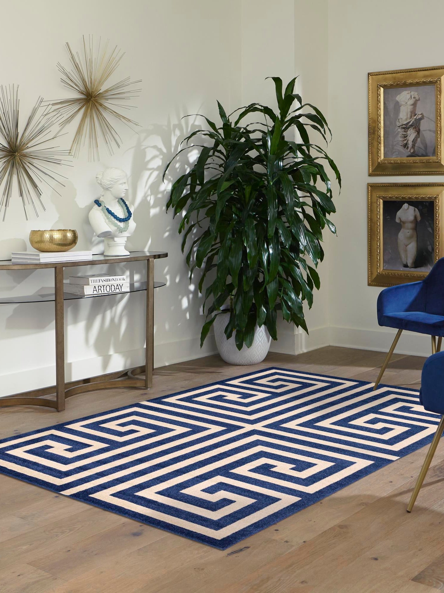 Navy Blue 3' 1 x 5' 3 Athens Rectangle Area Rug 100% Polypropylene With Cotton Backing Easy Clean Indoor Living Dining Room Bedroom Office Carpet for Sale at Rug Engine
