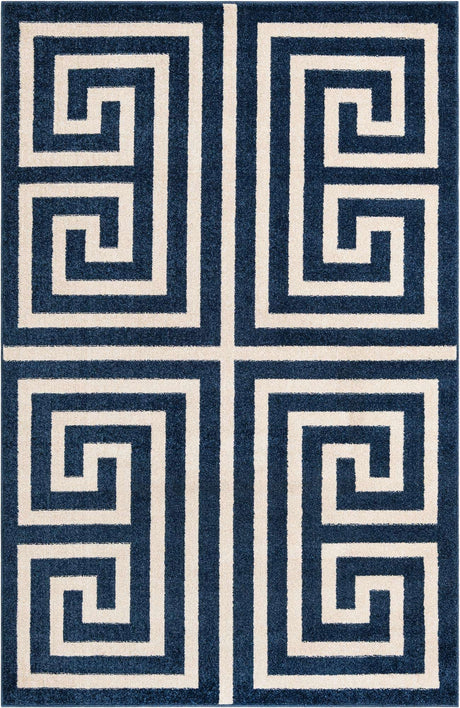 Navy Blue 5' 3 x 8' Athens Rectangle Area Rug 100% Polypropylene With Cotton Backing Easy Clean Indoor Living Dining Room Bedroom Office Carpet for Sale at Rug Engine