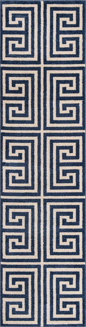 Navy Blue 2' 7 x 10' Athens Runner Area Rug 100% Polypropylene With Cotton Backing Easy Clean Indoor Living Dining Room Bedroom Office Carpet for Sale at Rug Engine
