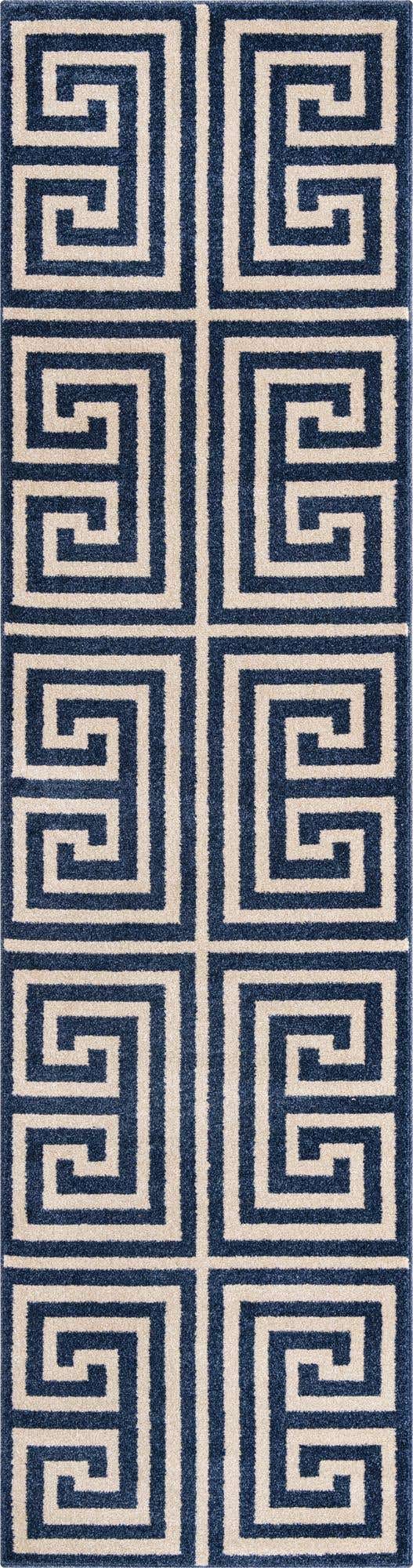 Navy Blue 2' 7 x 10' Athens Runner Area Rug 100% Polypropylene With Cotton Backing Easy Clean Indoor Living Dining Room Bedroom Office Carpet for Sale at Rug Engine