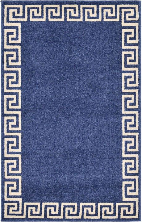 Navy Blue 3' 1 x 5' 3 Athens Rectangle Area Rug 100% Polypropylene With Cotton Backing Easy Clean Indoor Living Dining Room Bedroom Office Carpet for Sale at Rug Engine