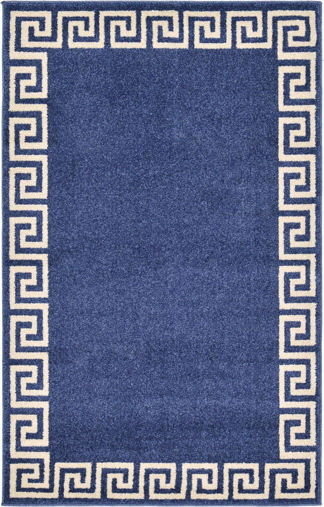 Navy Blue 3' 1 x 5' 3 Athens Rectangle Area Rug 100% Polypropylene With Cotton Backing Easy Clean Indoor Living Dining Room Bedroom Office Carpet for Sale at Rug Engine