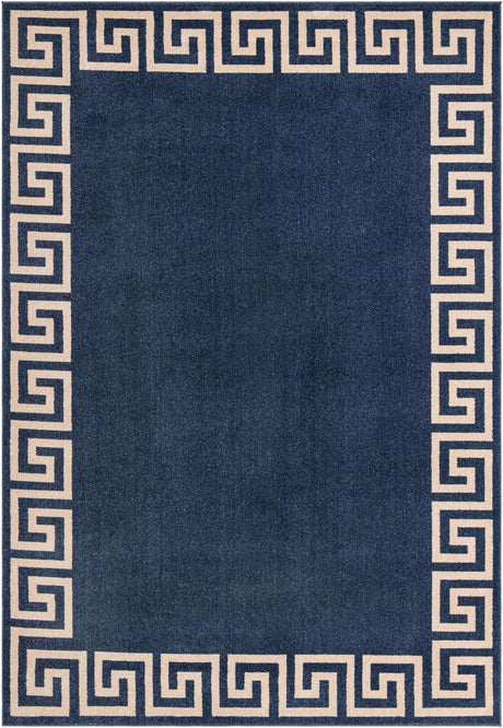 Navy Blue 7' 1 x 10' Athens Rectangle Area Rug 100% Polypropylene With Cotton Backing Easy Clean Indoor Living Dining Room Bedroom Office Carpet for Sale at Rug Engine