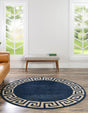 Navy Blue 7' 10 x 7' 10 Athens Round Area Rug 100% Polypropylene With Cotton Backing Easy Clean Indoor Living Dining Room Bedroom Office Carpet for Sale at Rug Engine