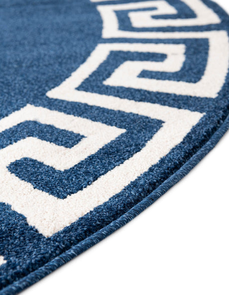 Navy Blue 6' 1 x 6' 1 Athens Round Area Rug 100% Polypropylene With Cotton Backing Easy Clean Indoor Living Dining Room Bedroom Office Carpet for Sale at Rug Engine