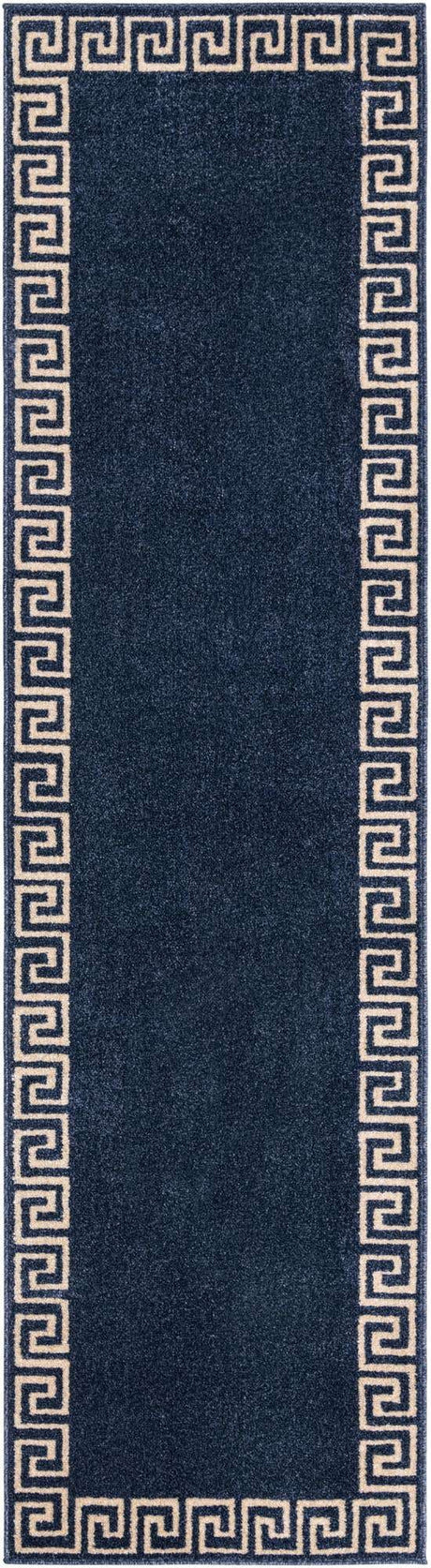 Navy Blue 2' 7 x 10' Athens Runner Area Rug 100% Polypropylene With Cotton Backing Easy Clean Indoor Living Dining Room Bedroom Office Carpet for Sale at Rug Engine