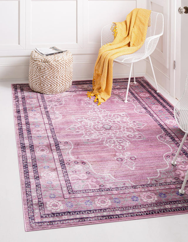 Pink 9' x 12' 2 Austin Rectangle Area Rug 100% Polyester Durable Cotton Backing Living Dining Room Bedroom Office Vintage Decor Carpet for Sale at Rug Engine