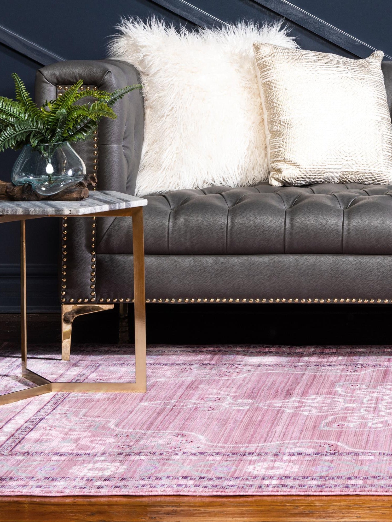Pink 9' x 12' 2 Austin Rectangle Area Rug 100% Polyester Durable Cotton Backing Living Dining Room Bedroom Office Vintage Decor Carpet for Sale at Rug Engine
