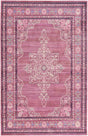 Pink 5' 1 x 8' Austin Rectangle Area Rug 100% Polyester Durable Cotton Backing Living Dining Room Bedroom Office Vintage Decor Carpet for Sale at Rug Engine