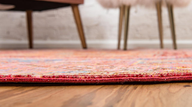 Peach 5' 3 x 5' 3 Austin Round Area Rug 100% Polyester Durable Cotton Backing Living Dining Room Bedroom Office Vintage Decor Carpet for Sale at Rug Engine