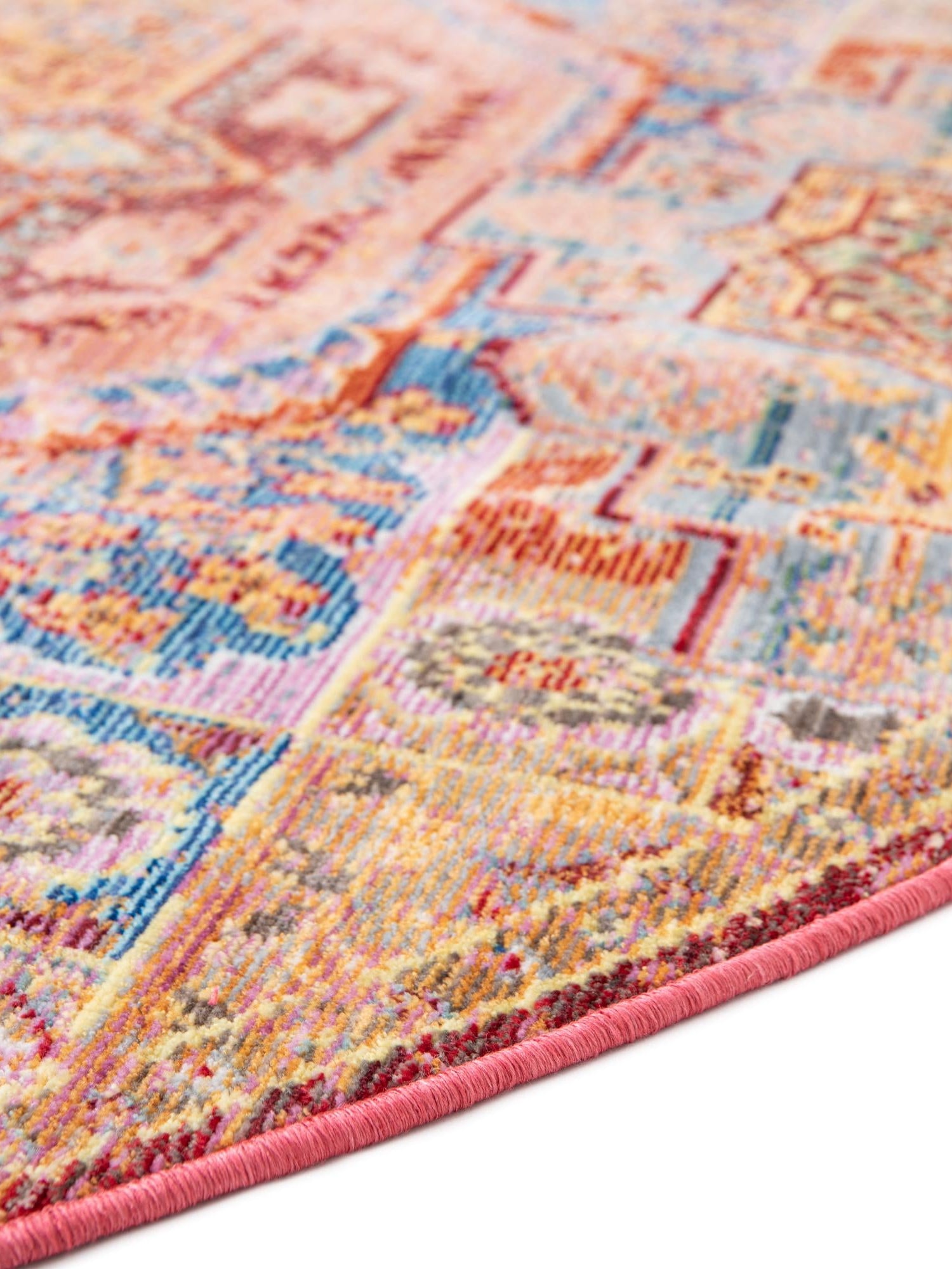 Peach 6' 1 x 6' 1 Austin Round Area Rug 100% Polyester Durable Cotton Backing Living Dining Room Bedroom Office Vintage Decor Carpet for Sale at Rug Engine