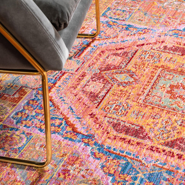Peach 4' 1 x 6' 1 Austin Rectangle Area Rug 100% Polyester Durable Cotton Backing Living Dining Room Bedroom Office Vintage Decor Carpet for Sale at Rug Engine