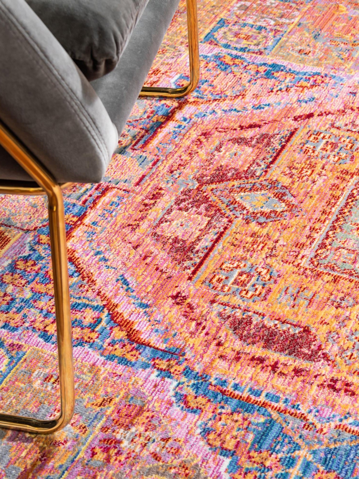 Peach 3' 3 x 5' 3 Austin Rectangle Area Rug 100% Polyester Durable Cotton Backing Living Dining Room Bedroom Office Vintage Decor Carpet for Sale at Rug Engine