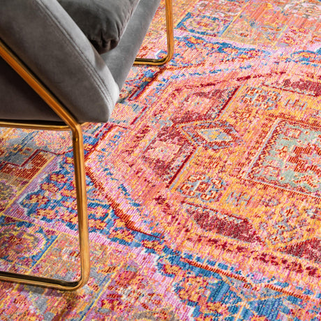 Peach 5' 1 x 8' Austin Rectangle Area Rug 100% Polyester Durable Cotton Backing Living Dining Room Bedroom Office Vintage Decor Carpet for Sale at Rug Engine