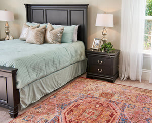 Peach 4' 1 x 6' 1 Austin Rectangle Area Rug 100% Polyester Durable Cotton Backing Living Dining Room Bedroom Office Vintage Decor Carpet for Sale at Rug Engine