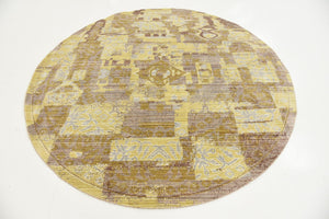 Light Brown 6' x 6' Austin Round Area Rug 100% Polyester Durable Cotton Backing Living Dining Room Bedroom Office Vintage Decor Carpet for Sale at Rug Engine