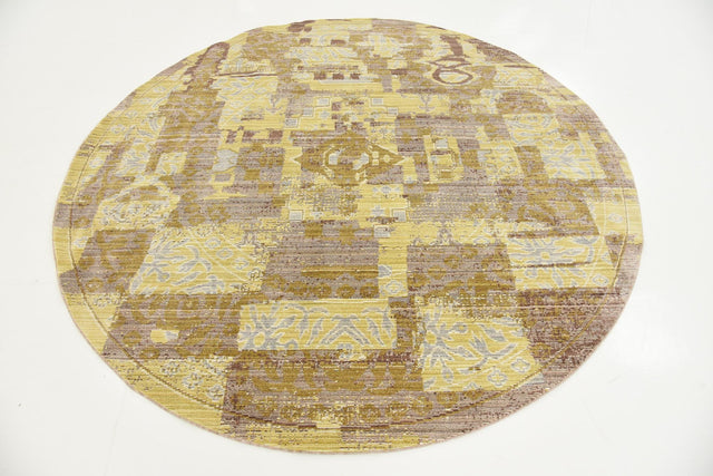 Light Brown 6' x 6' Austin Round Area Rug 100% Polyester Durable Cotton Backing Living Dining Room Bedroom Office Vintage Decor Carpet for Sale at Rug Engine