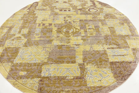 Light Brown 6' x 6' Austin Round Area Rug 100% Polyester Durable Cotton Backing Living Dining Room Bedroom Office Vintage Decor Carpet for Sale at Rug Engine